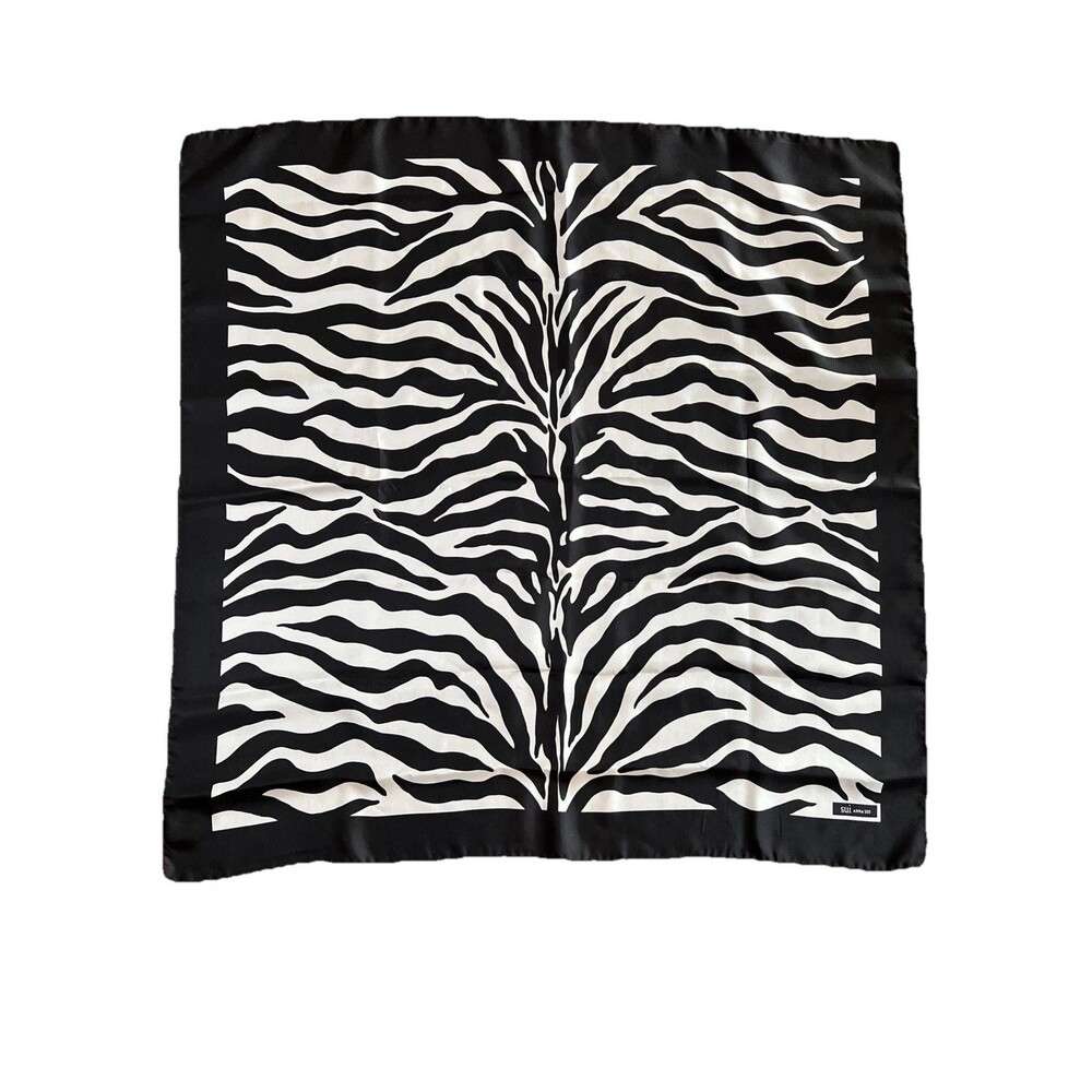 Anna Sui Silk Black and White Zebra Print Silk Scarf